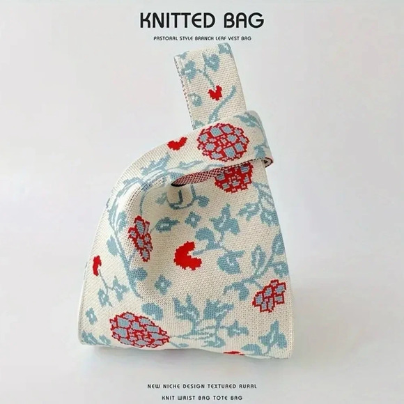 Knitted Flower small Tote Bag - new in package!! - Picture 2 of 6